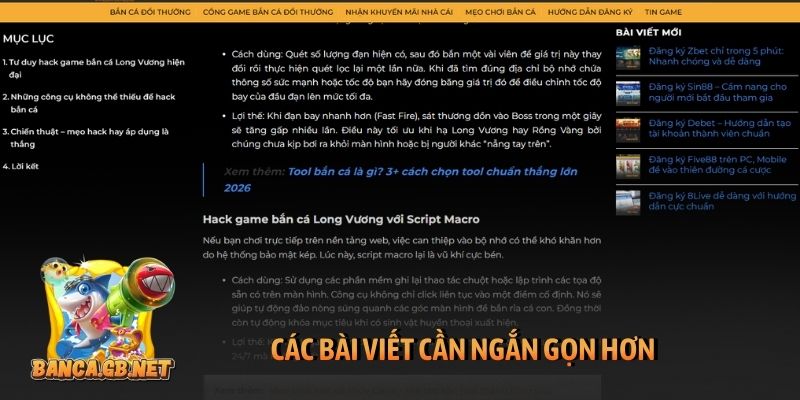 Từ những cú “sập hầm” đến khi tìm được trang chơi bắn cá chuẩn 4 Các bài viết cần ngắn gọn hơn