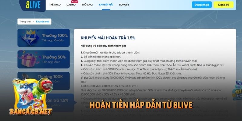 Khuyến mãi 8Live tháng này có gì mới? Cập nhật ngay kẻo lỡ 2 Hoàn tiền hấp dẫn từ 8Live
