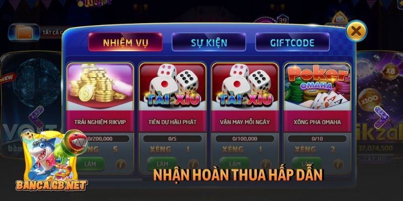 Khuyến mãi Rikvip - Ưu đãi khủng, nhận thưởng cực nhanh 3 Nhận hoàn thua hấp dẫn